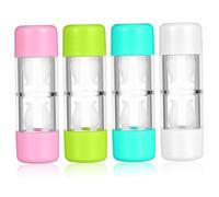 EXQUIMEUBLE 4pcs Rgp Lens Storage Box Mini Hard Protective Case Cosmetic Holder with Design for Travel Pink White Blue Green
