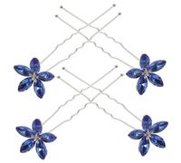 EXQUIMEUBLE 4pcs Rhinestone Hair Pins Flower u Shaped Hairpins Vintage Double Prong Hair Forks Stick Hairstyle Accessories for Wedding Guest Women Girls