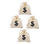EXQUIMEUBLE 4pcs Small Canvas Drawstring Bags for Party Favors Snack Storage Game Easy Open Design for Decorations Wrapping Bags for Festivals and Celebrations