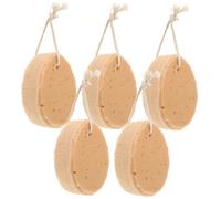 EXQUIMEUBLE 5 Pcs Honeycomb Bath Sponge with Hanging Rope Biodegradable Artificial Seaweed Cotton for Adults Exfoliating and Massaging Shower Supplies Skin Cleansing Brown