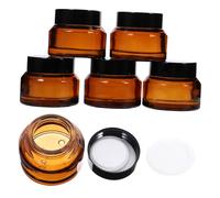 EXQUIMEUBLE 5pcs 30g Travel Cream Jars Set, Amber Refillable Cosmetic Containers with Lids for Sample Makeup, Body Butter, Lip Balm Storage, Suitable for Toiletries Traveling Random Color