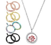 EXQUIMEUBLE 5Pcs 30Mm Round Photo Pendant Charms for Jewelry Making, Smooth Surface Locket Bezel Trays, Multi-Color Options Including White K, Black, Gold, Colorful, and Rose Gold, Suitable