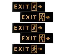 EXQUIMEUBLE 5pcs Acrylic Exit Sign Self-adhesive Emergency Exit Signs Door Vertical Black Vibrant Colors for Office Buildings and Shopping Centers