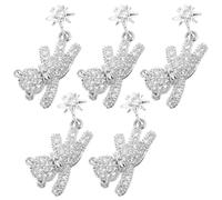 EXQUIMEUBLE 5pcs Bowknot Bear Nail Art Decorations in Japanese Style with Alloy and Zircon Material, Not Easy to Rust or Scratch, Manicure Supplies for Ladies and Nail Art Accessories