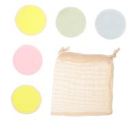 EXQUIMEUBLE 5pcs Cotton Makeup Remover Pads Reusable Cleansing Wipes Drawstring Bag Soft Face Pads for Women Makeup Powder Puff Washable and Reusable Beauty Sponges Random Color
