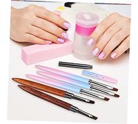 EXQUIMEUBLE 5Pcs Nail Art Brush Set Round Flat Angled Head Nail Extension Gel Brushes for Cleaning Excess Polish DIY Manicure Tools for Home and Salon Use Random Color