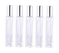 EXQUIMEUBLE 5Pcs Refillable Perfume Spray Bottles Mini Glass Containers with Silver Caps Portable Mist Dispenser for Makeup and Liquid Storage Travel for Home and Outdoor Use