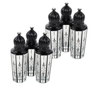 EXQUIMEUBLE 6pcs Refillable Black Glass Roller Bottles for Essential Oils and Perfume with Islamic Art Engraving Portable Aromatherapy Vials for Travel and Daily Use