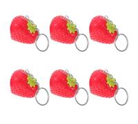 EXQUIMEUBLE 6pcs Strawberry Party Favors Heart Shaped Strawberry Keychain Lightweight Pvc Metal Cute Kawaii Realistic Chic Key Security Party Supplies Present for Loved Ones
