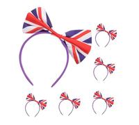 EXQUIMEUBLE 6pcs Uk Flag Bowknot Headbands British Football Fans Hair Hoop Festive Party Headpieces Decorative Hair Accessories for England Supporters