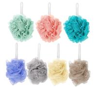 EXQUIMEUBLE 7Pcs Exfoliating Bath Loofah Sponge Foaming Body Wash Balls for Family Use and Convenient Storage