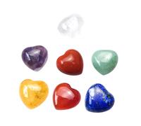 EXQUIMEUBLE 7Pcs Heart Shaped Chakra Stones Natural Yoga Energy Stones for Meditation and Decoration Durable Smooth Crystals for Energy Balancing and Wellness