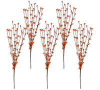 EXQUIMEUBLE Artificial Orange Berry Stems 5pcs with Realistic Berries Design Decorative Branches for Christmas and Thanksgiving for Xmas Tree, Wreath, Vase Decor Home Decoration