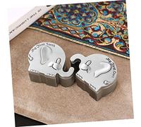 EXQUIMEUBLE Baby Tooth Box Keepsake Organizer Elegant Elephant Design Metal Small Size for Toddler Tooth Fairy Gifts and Baby Memory Storage