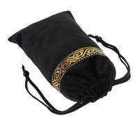 EXQUIMEUBLE Black Velvet Tarot Card Storage Bag with Embroidered Drawstring Closure, Sturdy Plastic Lining Protects Cards from Damage, Easy to Carry for Dice and Stones