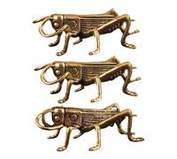 EXQUIMEUBLE Brass Cricket Figurine Set 3pcs Solid Retro Vintage Cricket Statue Small Desktop Decor for Home Office Farmhouse Decoration