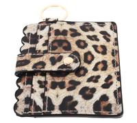 EXQUIMEUBLE Card Holder Wallet Credit Card Case Leopard Print for Women Small Pu Leather with Keychain Easy to Carry for Gift-giving
