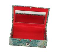 EXQUIMEUBLE Chinese Style Double Lipstick Holder Case for Purse Lightweight Portable Cosmetic Storage Box with Elegant Brocade Design Travel Organizer and Gift for Women