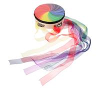 EXQUIMEUBLE Classical Style Tambourine for Rainbow Ribbons Lightweight Handheld Percussion Drum for Dance Performances and Portable Musical Instrument for School and Family Use