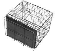 EXQUIMEUBLE Collapsible Small Pet Crate for Dogs and Cats with Ventilated Iron Wire Cage and Portable Plastic Tray, Foldable Travel Carrier Suitable for Indoor and Outdoor Activities