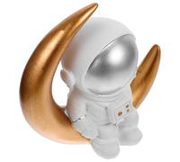 EXQUIMEUBLE Creative Moon Astronaut Statue Desktop Decor Unique Space Boy Design Adorn for Office Home Bookshelf Table Ornament Fashionable Gold Space Figure Gift for Adults