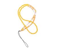 EXQUIMEUBLE DIY Crystal Beaded Phone Lanyard Hanging Chain for Mobile Phones Anti-lost Strap Accessory with Yellow Soft Clay Alphabet Charms for Women and Gifts