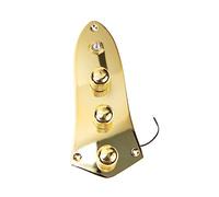 EXQUIMEUBLE Electric Bass Guitar Control Plate with Volume and Tone Knobs Prewired Circuit Board Gold Finish Portable Bass Accessories Suitable for Electric Guitar Parts