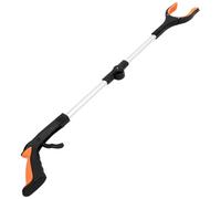 EXQUIMEUBLE Foldable Trash Grabber Tool 32" with 90 Degree Rotating Head and Magnetic Claw 81Cm Long Handled Litter Picker for Seniors and Disabled Sturdy Aluminium Alloy Silver Orange