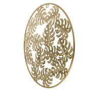 EXQUIMEUBLE Golden Iron Leaf Round Wall Pendant Outdoor Home Wall Decor for Balcony Large Non Rusting Hanging Ornament European Farmhouse Style Housewarming Gift
