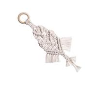EXQUIMEUBLE Handmade Cotton Tassel Hanging Decor for Home Bedroom Wall Hanging Adornment, Elegant White Wall Decoration with Creative Design and Beautiful Hand-woven Features