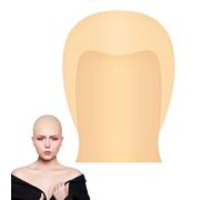 EXQUIMEUBLE Latex Bald Cap for Adults, Khaki Big Head Bald Head Wig Cap, Single Piece Hair Cover for Halloween Costume and Makeup