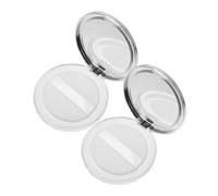 EXQUIMEUBLE Loose Powder Box Case 2Pcs Ultra Thin Portable 3G Capacity Not Easy to Break Stylish Appearance with Mirror and Puff for Travelling Women