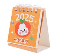 EXQUIMEUBLE Mini Desk Calendar Orange Bunny Design Twin Wire Binding Daily Schedule Planner July to December Mini Standing Flip Desktop Calendar for Home Office School Organization