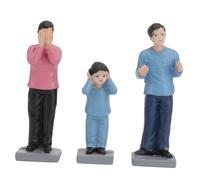 EXQUIMEUBLE Miniature People Figures Set 3 Painted Resin Family Mini Figures for Sand Tray Therapy Sandplay Scenes Diy Table Layout Collectible Display Model