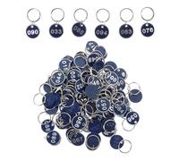 EXQUIMEUBLE Multipurpose Numbered Key Tags Metal 100Pcs with Rings for Sauna and Bag Identification Blue 1-100