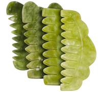 EXQUIMEUBLE Natural Jade Gua Sha Massage Comb Set 4 Pieces for Face and Scalp, Handheld Jade Scalp Massager and Body Scraping Tool for Home Use, Skin Massage Tools