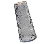 EXQUIMEUBLE Nordic Tree Bark Pattern Glass Vase with Gold Trim Decorative Flower Container for Home and Office Gray Floral Arrangement Holder for Tabletop and Living Decor