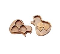 EXQUIMEUBLE Olive Wood Pick for Handmade Guitar Picks Guitar-Shaped Case Storage Box and Guitarist