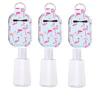 EXQUIMEUBLE Portable 30ml Refillable Hand Bottle Set with Neoprene Flamingo Covers, 6pcs Protective Empty Bottles for Travel and Hand Sanitiser Refill