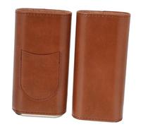 EXQUIMEUBLE Portable Cigar Holder Pu Leather Case Travel Carry Cigar Storage Box Dual Metal Ends Compact Humidor for Professional Smokers