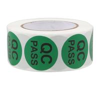EXQUIMEUBLE Qc Passed Labels with Self-Adhesive Backing and Visibility, Coated Adhesive Stickers for Product Testing and Inspection, 1 Roll of 500 Pieces, Green Round Warehouse Quality