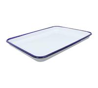 EXQUIMEUBLE Rectangular White Enamel Serving Tray 28x39cm Sturdy Porcelain Kitchen Buffet Platter Food Display Appetizer Tray