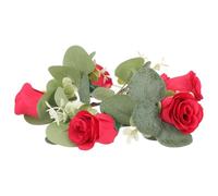 EXQUIMEUBLE Red Artificial Wreath Silk Cloth Pe Candle Ring with Realistic Delicate Shape Lightweight Wear Resistance for Decorating Your Dining Table and Creating A Strong Holiday Atmosphere