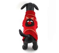 EXQUIMEUBLE Red Dog Sweater Christmas Pullover for Puppies and Dogs, Acrylic Fiber Material, No Buttons or Zipper, Stylish Deer Design, for Holiday Holly Sweater Party in Winter, Size Xl