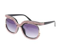 EXQUIMEUBLE Resin Sunglasses Creative Chic Style for Women Pink with Comfortable Nose Pads and Fit 1 Pair of Fun and Trendy Ladies Fashion Sunglasses for Party and Fashion Use