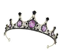 EXQUIMEUBLE Rhinestone Bridal Crown Headband for Women and Stable Fit Structure Classic Black Purple Design Wedding Party Hair Accessory Elegant Princess Tiara Gift