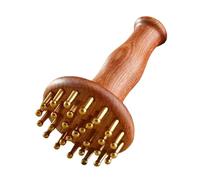 EXQUIMEUBLE Sandalwood Brass Meridian Massage Brush Portable Head Scalp Comb Full Body Manual Massager for Back Abdomen Thighs Arms Relaxation and Pressure Point Therapy