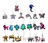EXQUIMEUBLE Sequin Keychain Shiny Glitter Key Ring Desktop Decor Multipurpose 22pcs for and Adults