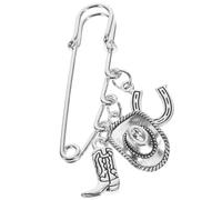 EXQUIMEUBLE Silver Western Style Brooch for Women, Zinc Alloy Cowboy Hat Pin with Elegant Design, Attention-grabbing Versatile Accessory for Special Events and Weddings