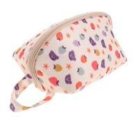 EXQUIMEUBLE Travel Portable Organizer Box for Lingerie Cute Strawberry Corduroy Makeup Bag Compact Three-one Travel Toiletry Pouch for School Work and Everyday Use
